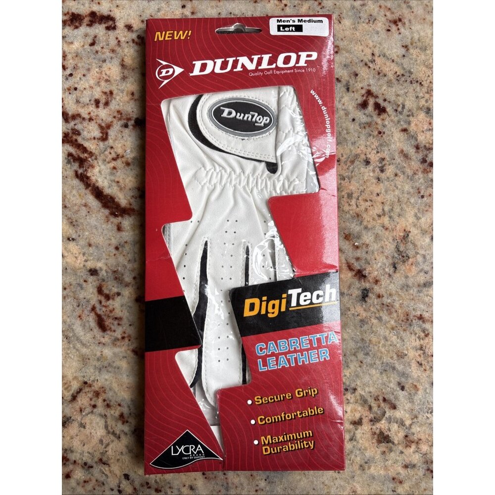 1 Piece Left Medium Glove Dunlop Sport Mens Golf White Genuine Cabretta One
